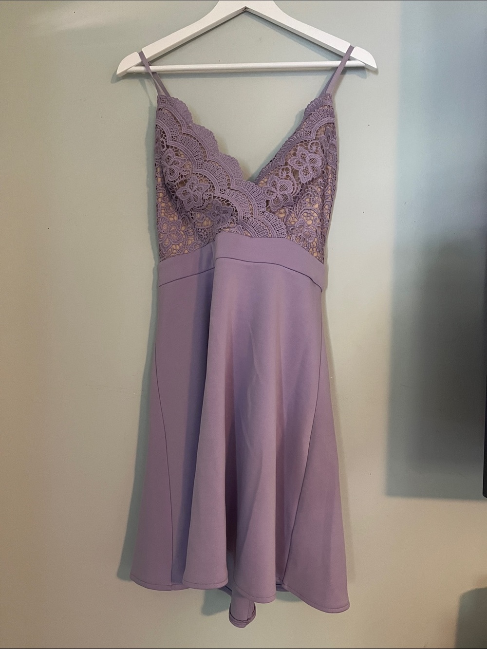 Francesca's Collections Lavender Lace A-Line Slip Dress